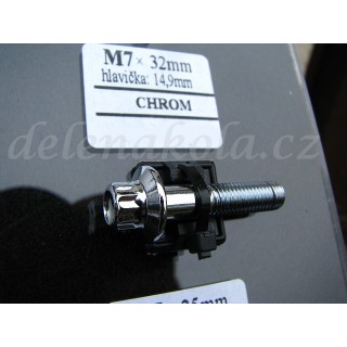 šroub M7x32mm hlava 14,9mm - chrom