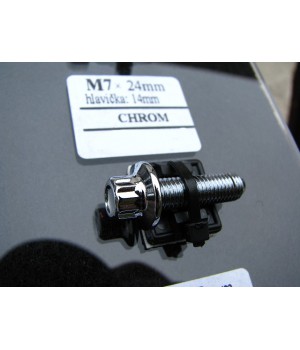 šroub M7x24mm hlava 14mm - chrom